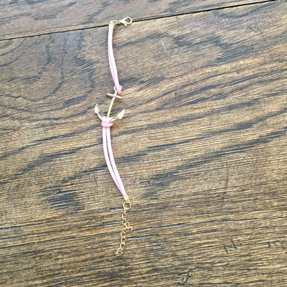 NWOT Pink Leather Anchor Infinity Bracelet