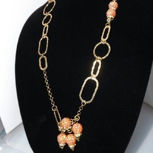 Handmade Gold & Peach Necklace Set