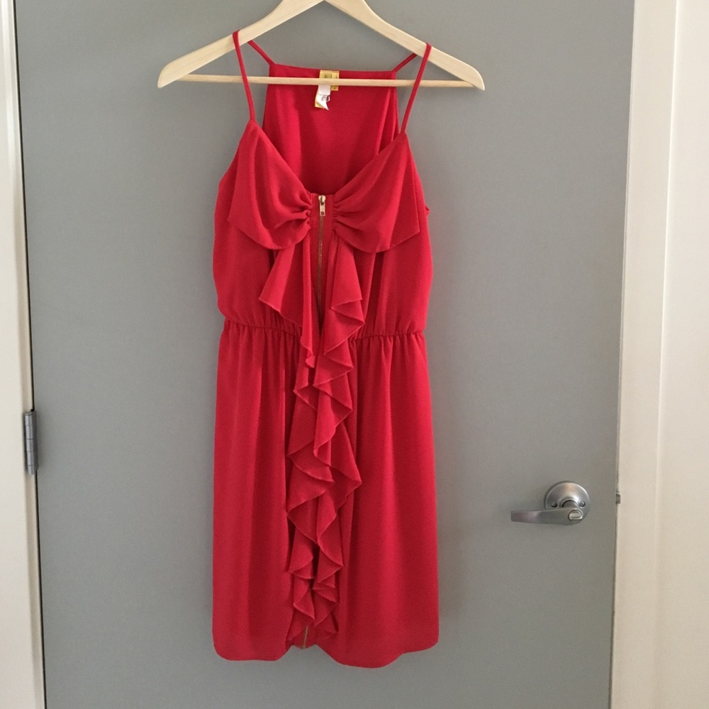 Francesca pink zipper front ruffle dress