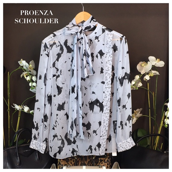 PROENZA SCHOULER BLUE SILK TOP - Picture 5 of 8