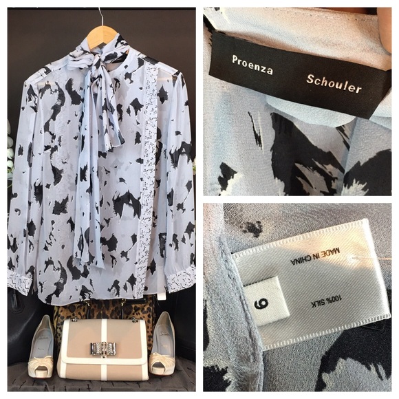 PROENZA SCHOULER BLUE SILK TOP - Picture 6 of 8