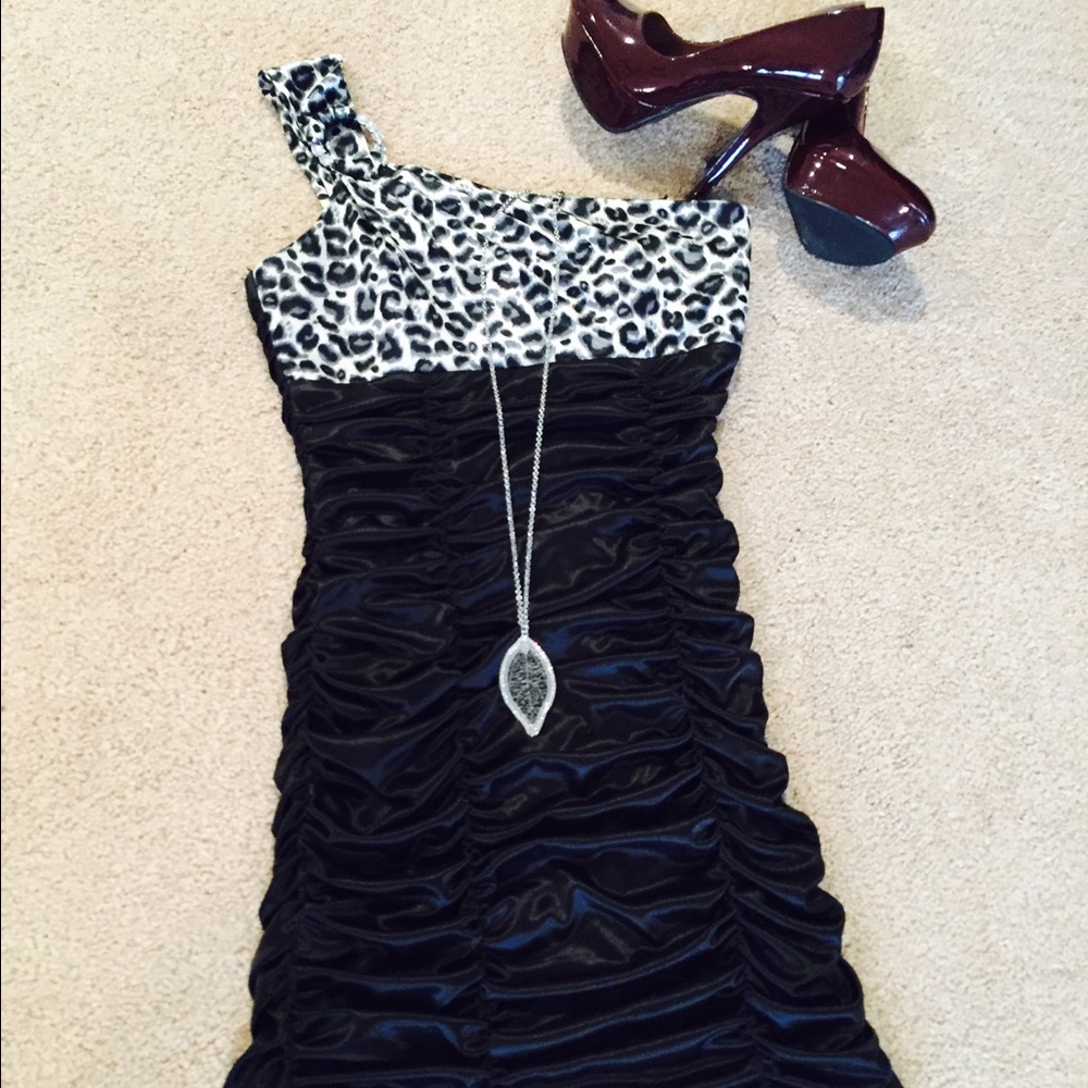 👠🕶Leopard Rouched Party Dress💋