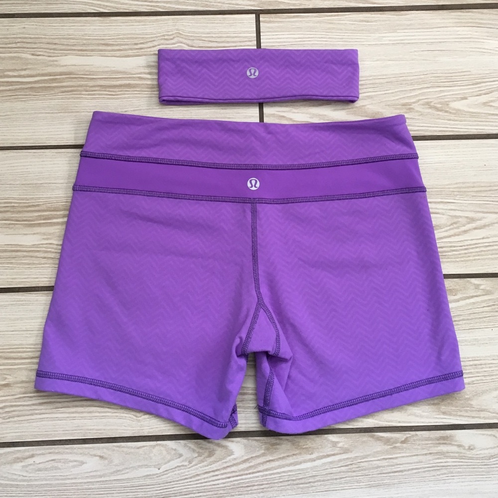 Lululemon Chevron Groove Shorts size 6 & Headband