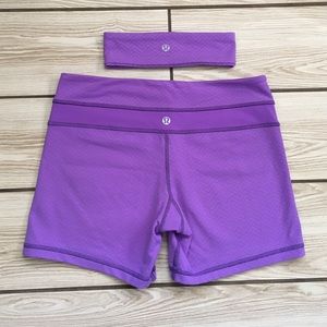 Lululemon Chevron Groove Shorts size 6 & Headband