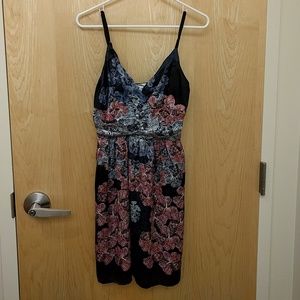 Navy blue spaghetti strap cocktail dress