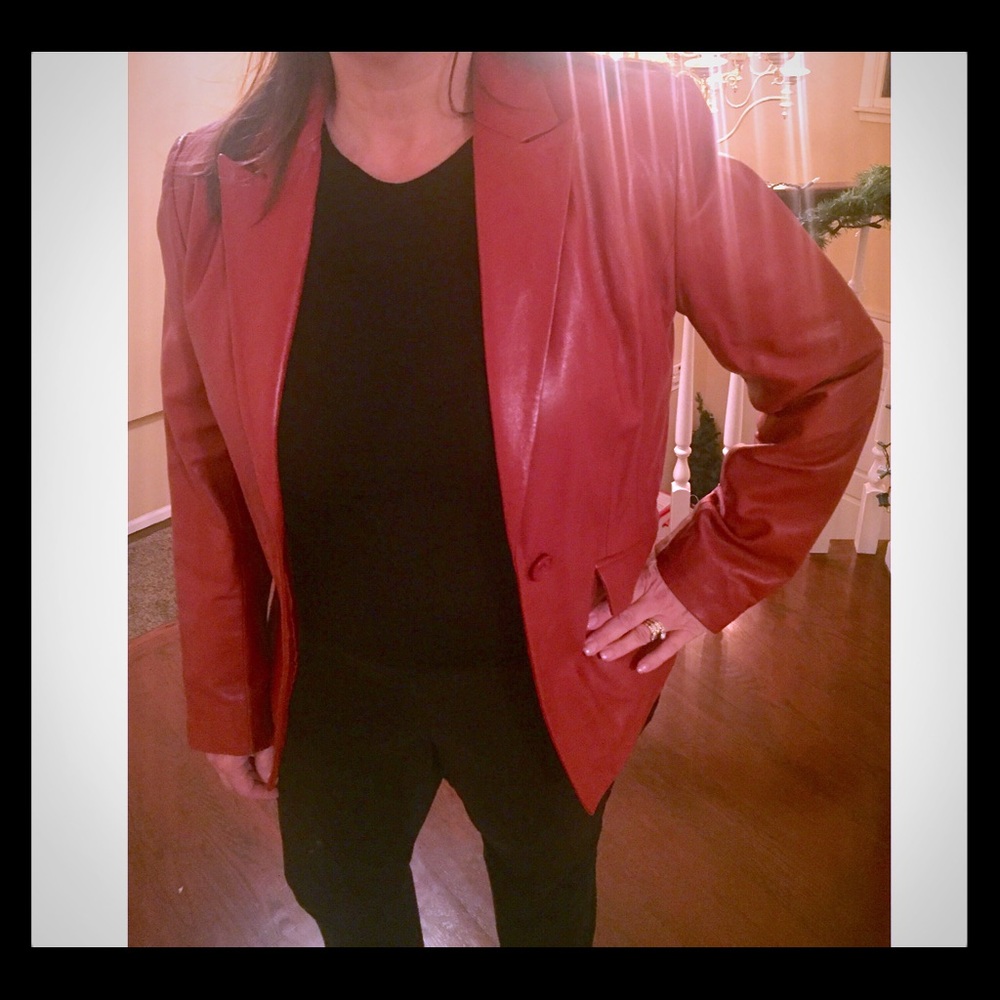 Alfani Terra-cotta Leather Blazer