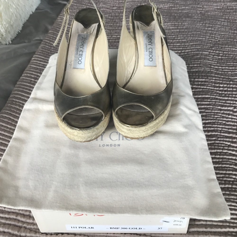 Jimmy Choo gold polar wedge size 7