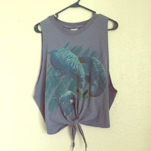 Vintage Tops - VTG 90's dolphin crop top sea turtle tie tee Vintage Tops - VTG 90's dolphin crop top sea turtle tie tee