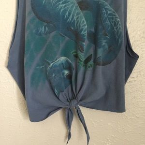 Vintage Tops - VTG 90's dolphin crop top sea turtle tie tee Vintage Tops - VTG 90's dolphin crop top sea turtle tie tee