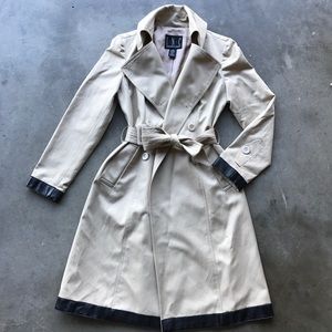 Trench Coat with Leather Trim