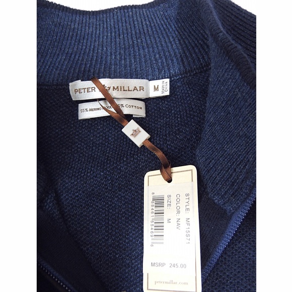 HP NWT Peter Millar zip up, merino wool/cotton - Picture 6 of 8