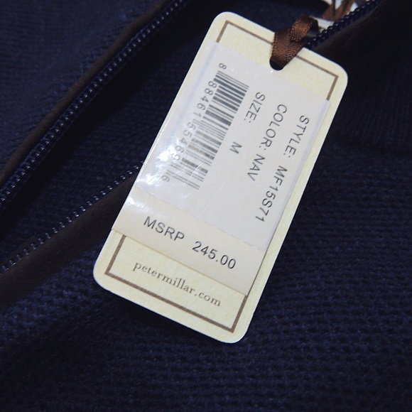 HP NWT Peter Millar zip up, merino wool/cotton - Picture 7 of 8