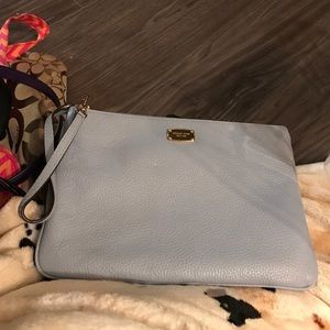 Large Michael Kors baby blue wristlet
