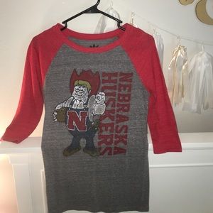 Adidas Nebraska Huskers 3/4 Quarter Sleeve