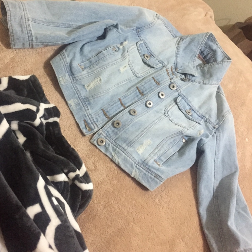 Light blue distressed Jean jacket