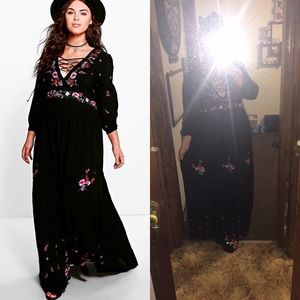 BooHoo black size 18 (US) lace up maxi dress
