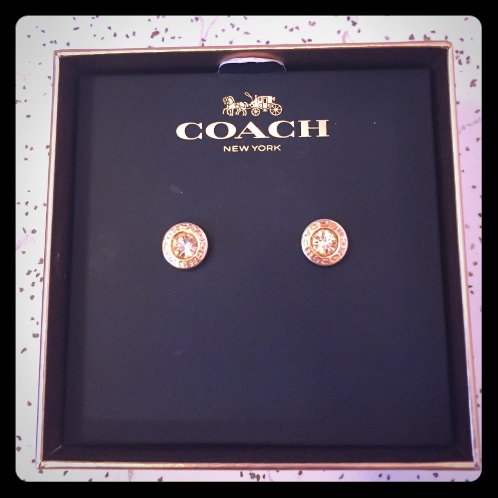 Rose Gold Colored Coach Earrings