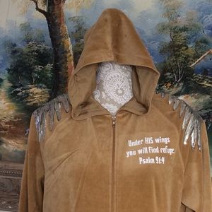 Customed Jacket with Silver Wings and Scripture.