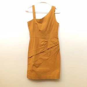 ☀️SALE! Mustard asymmetrical shoulder dress