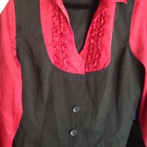 Red and Black button down blouse