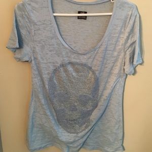 E.vil brand rhinestone skull tee m