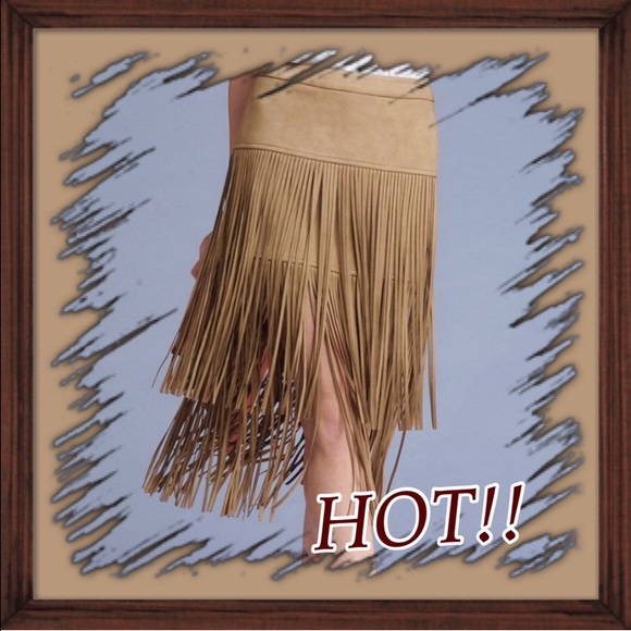 Faux Suede Fringe Skirt - Picture 2 of 3