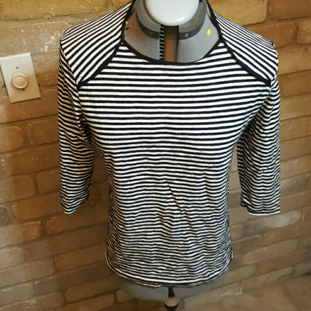 Striped Three Quarter Sleeve Top