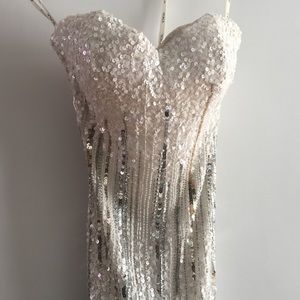 White Sequin Scala Prom Dress