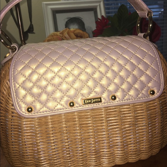 Eric Javits Small Leather and Straw Bag - Picture 2 of 3