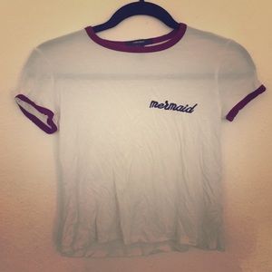 Forever 21 crop top. Embroidery mermaid.