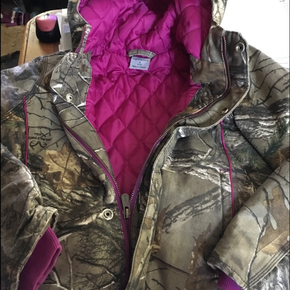 GIRLS carhartt camo jacket 7/8