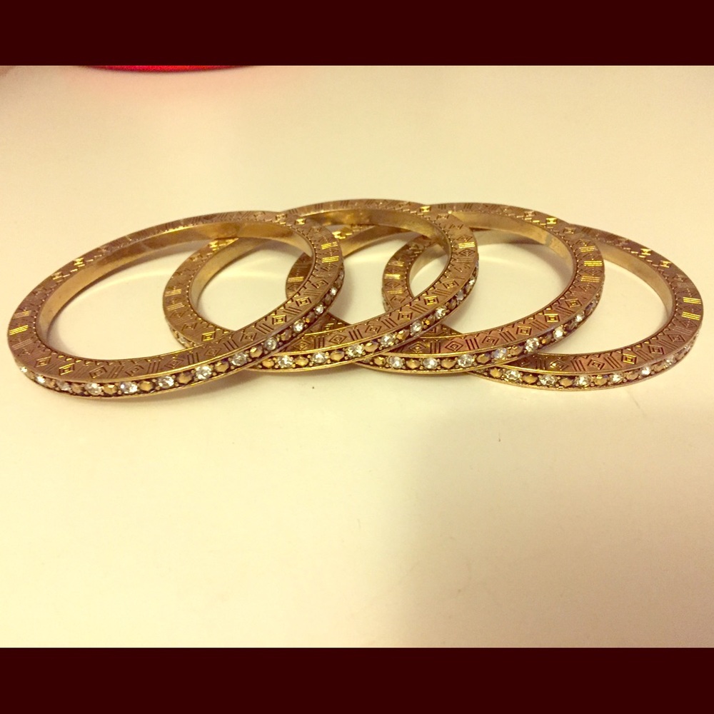 Tribal gold tone bangle bracelets set