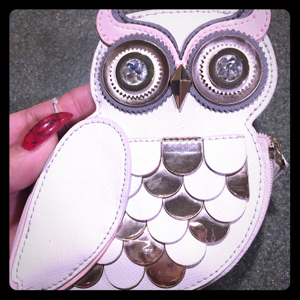 Kate Spade ♠️ Owl pouch Rosie Pink details
