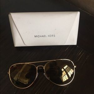 Polarized gold ray bans, worn once, Michael Kors