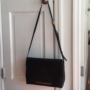 J Crew leather messenger bag, medium size, black