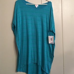 NWT LuLaRoe Irma - L - blue/green stripe