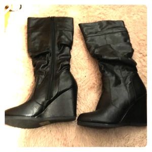 Black tall zip up boots