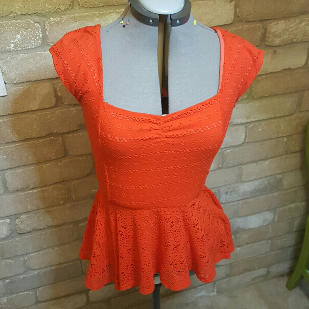 Red lace peplum