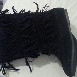 Faux suede boots black size 9