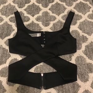 Black Criss Cross Crop Top