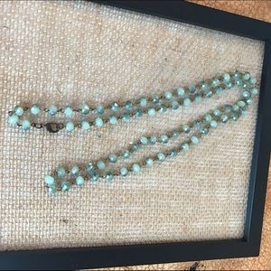18 in necklace with aqua beads-- EUC