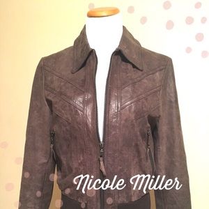 Nicole Miller Bomber Leather Jacket