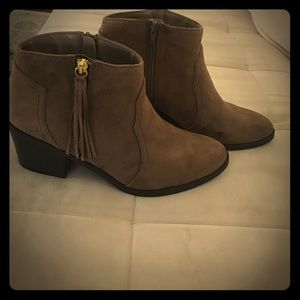 Brown suede ankle boots