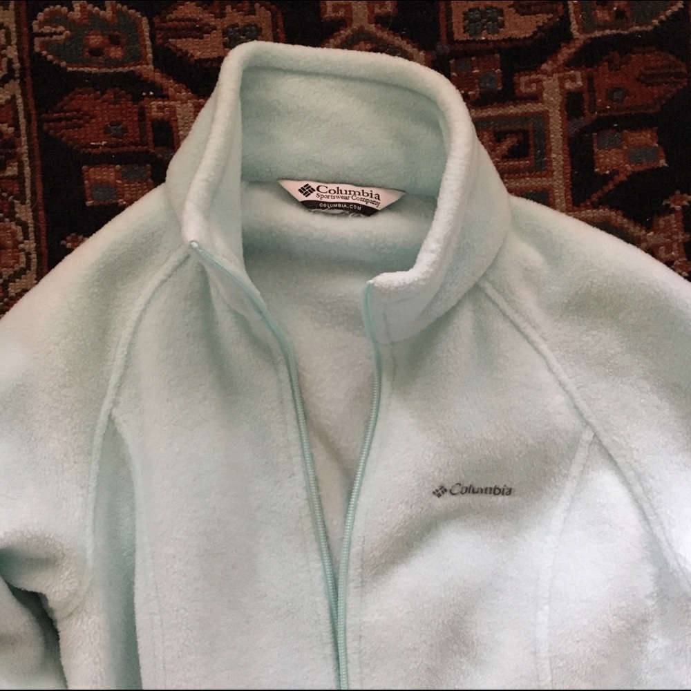 Columbia fleece jacket, pretty sea foam green