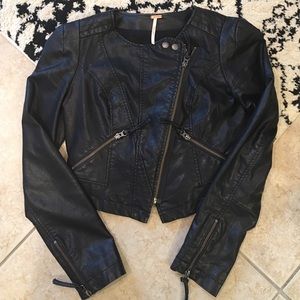 Free People Black Faux Leather Jacket