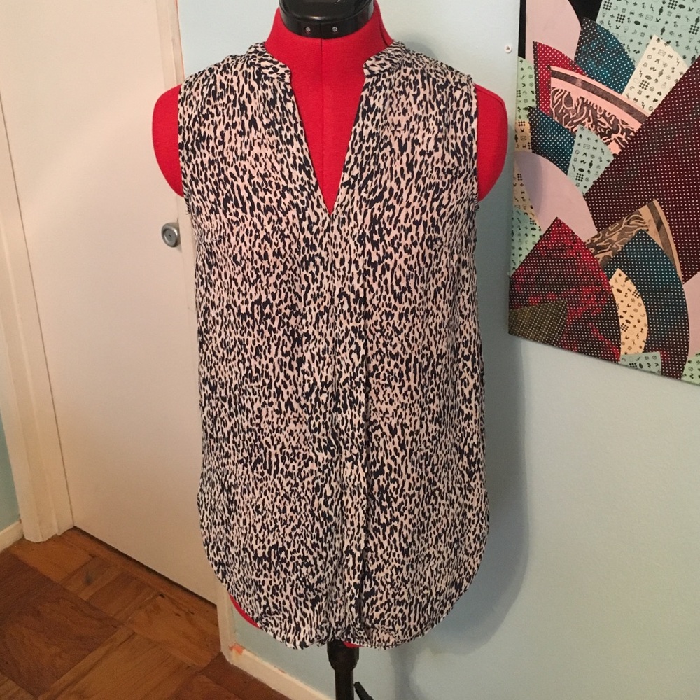 Navy, pink and white leopard top