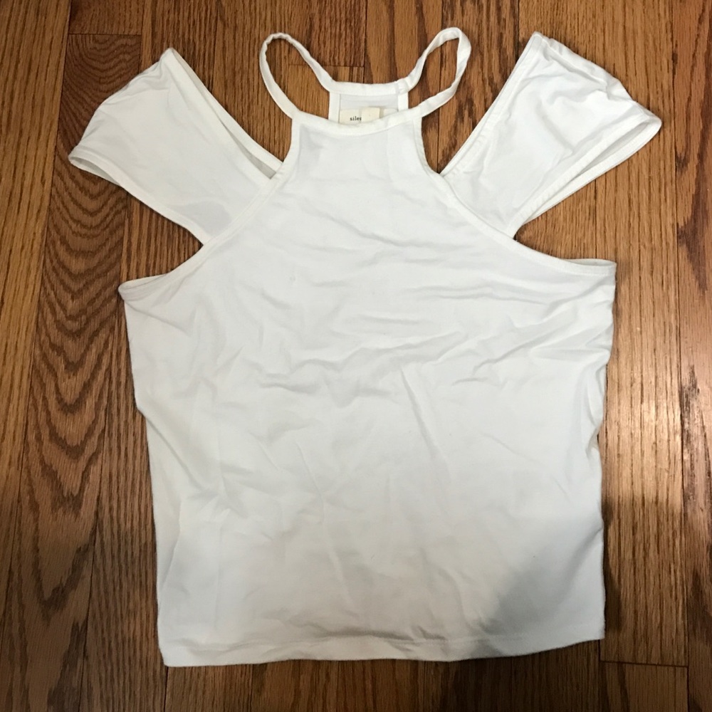 white off the shoulder shirt