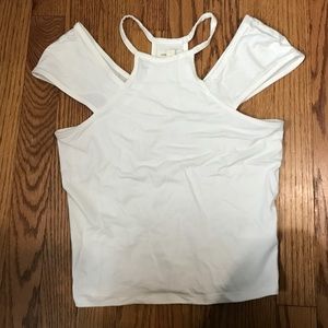 white off the shoulder shirt