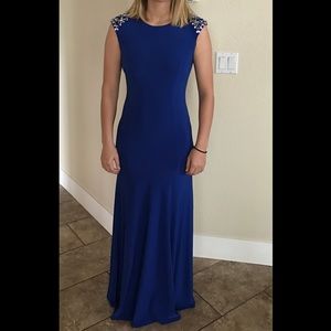 Royal Blue Sequin Open Back Prom Dress Size 3/4