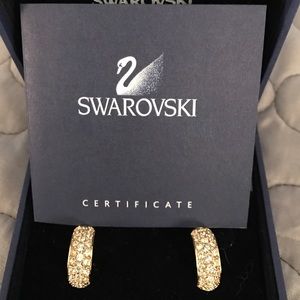 Swarovski crystal pave gold plated earrings